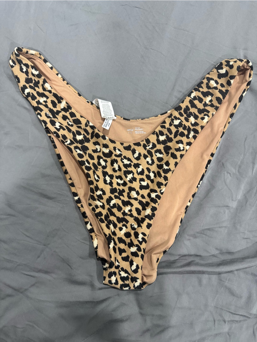 aerie Leopard Print Bikini Bottoms - Tan, Black & Cream
